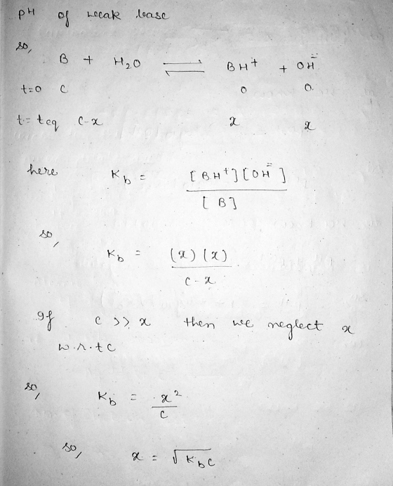 pH of Lelak „Тоа 80 B 1 но BHt * он t: 0 с. б. t = teq х here kb [вн*][он 1 () L B1 1 K 12 (4) (4) 9) е >> 2. then he neglec