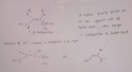 Br HC=C 2 CH CH 3 CH3 If Higher pronty groups are on the opposite side of double bond., then assign E-configuration to double