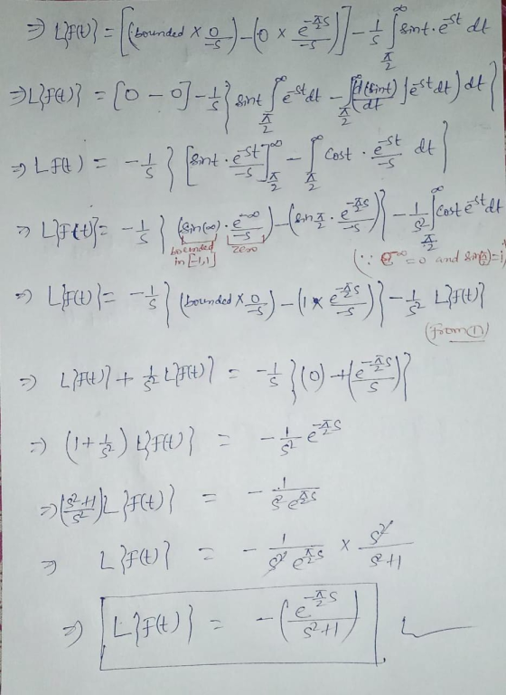 lat 2 est dt = LF(t) = I cost estat zero in Eli ieco and Imm)-1 > Low) = (kemused x 94-10 x 3 )- Jamt et de =>L}FC)} = (o-o]-