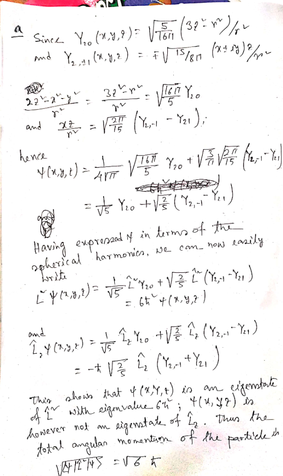 AML a Since Yoo (.9,9 ) = 1 r (32%)/or and Y, , (x,y,z) =- FU 15/8 (**») pour 1. 32 h V22 22 hence and e V (Yeni - You); ( )