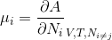 \mu_i =\frac{\partial A}{\partial N_i}_{V,T,N_{i\neq j}}