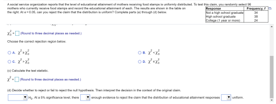 A social service organization reports that the level of educational attainment of mothers receiving food stamps is uniformly