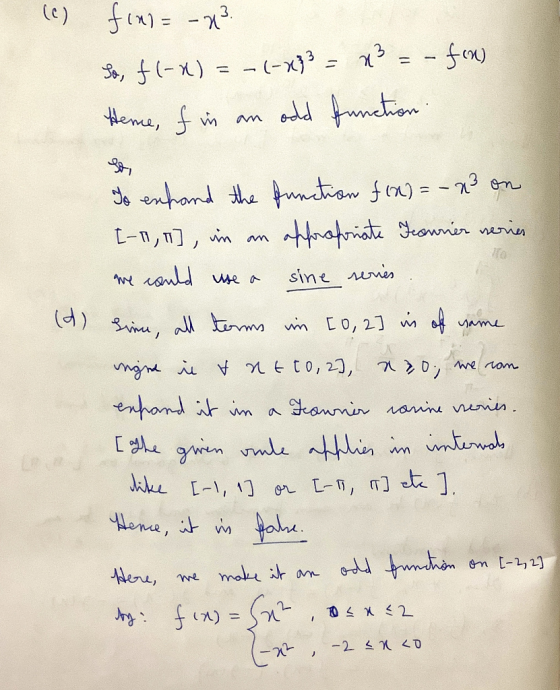 fino = -23 So, f(-x) = -(-x}3 = x3 = - fou Heme, f in an odd function To enhand the function f12) = -23 on [-1, ], in an aff