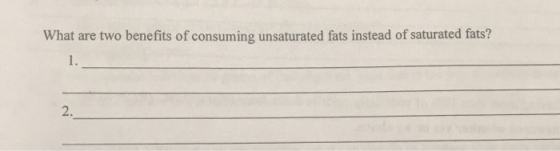 What are two benefits of consuming unsaturated fats instead of saturated fats?