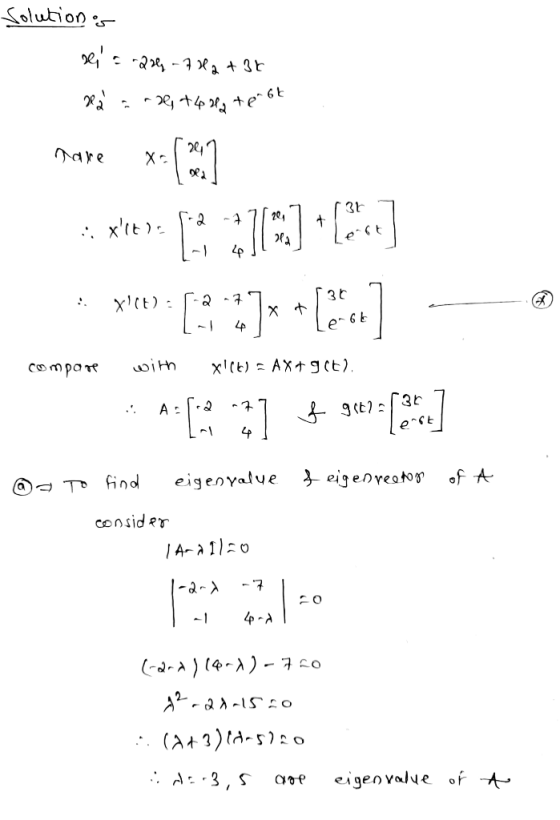 Solutions se = 249 -742 + 3t Dear = -3 +4964 tengt rare 204 X -] 31 2 7 + :: xit) 204 218 Lp X(t): [2] 2 -7 30 xt 1 66 comp