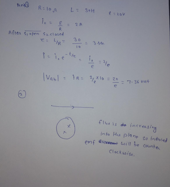 ef exerent will be counter ANO R=lor L = 30H &=20v ZA R After si open sa closed e = 4R 3o 3 sec i = le - the -- - =2le lvabli