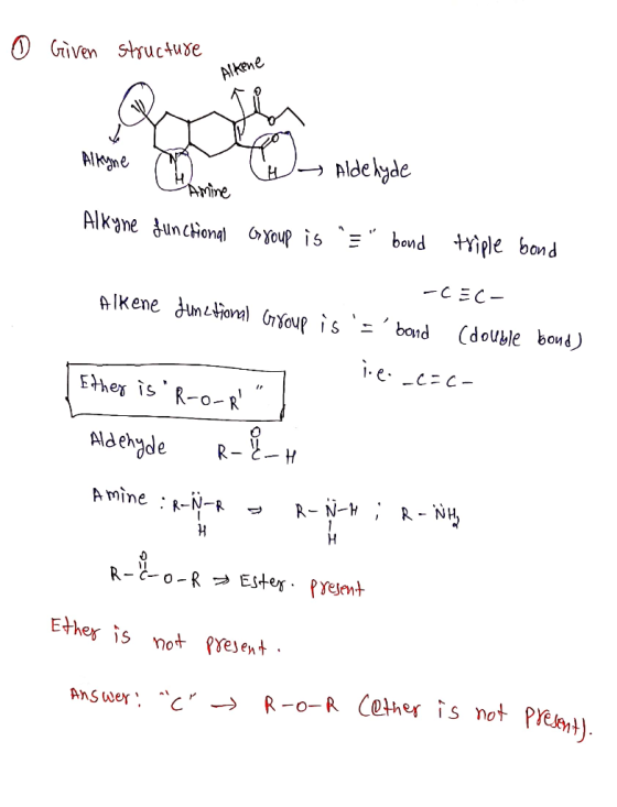 0 Given structure Alkene Alkyne e n alde lyde Alkyne functional Group is = bond triple bond -CEC- Alkene functional Group i
