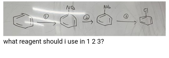 what reagent should i use in 1 2 3?