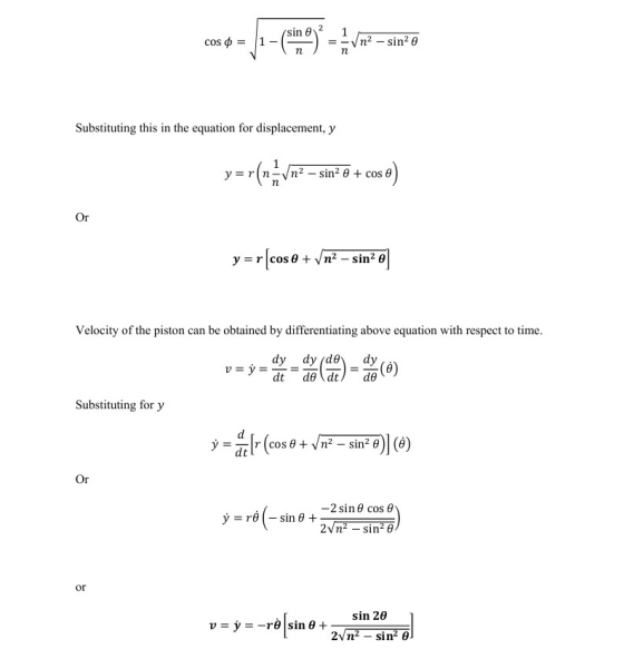 sin , 2 cos 1-sines n? - sin n Substituting this in the equation for displacement, y y=r(n; y=rin-vna - sin2 @ + cos Or =rſco
