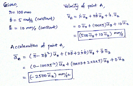 Griven Velacatypoint A radk Ceanstant) 17 lo ms onstant) = o u, t (tooxs)Uo +10U S00ut10 ms Acceleration point A, (0-100x52 +