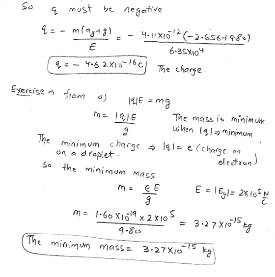 So must be neave 1 2 Tje charge The mass is minimun when Iq)刁minimum The ne minimum charge 수 1%)=e(charge on on a droplet So the minimum mas,s eledron e minimừn Mass = 3.27x10-rs k I S