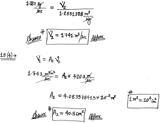 1-387 tig sec ♡ 12551328 m3 Kg # answer V = 1.741 m Bec Affork 15 (4)→ Y = Az ♡ 1.741 m3m? = A* 426-3 M bec Set # Az = 4.0839