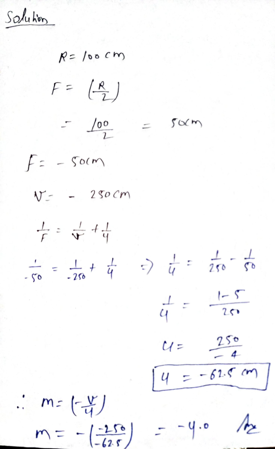 Solution R=100cm F = () /oo som 2 fa som 며 250Cm T Tt F 뿌뿌 : T 250 So 4 시오 -20 T - S 20 다 외 2So 4. 니 = -62.9m : = () m = -()