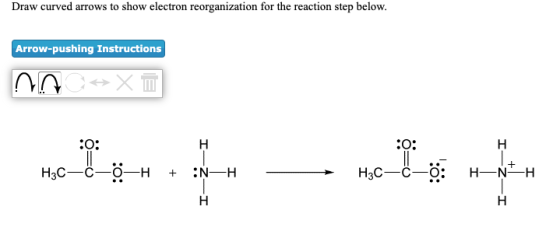 Draw curved arrows to show electron reorganization for the reaction step below. Arrow-pushing Instructions nnox :0: H :o: H3C