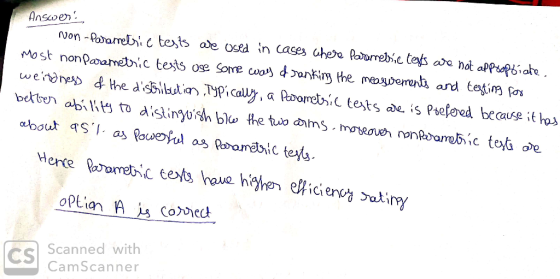 Ansuలు Non -Padamei c tests ae Osed in cases uhere Paomebe tefs ae not appipbale Most nonpaametic tets ose Some cwas darnkirg