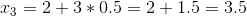 C3 = 2 + 3 * 0.5 = 2 +1.5 = 3.5