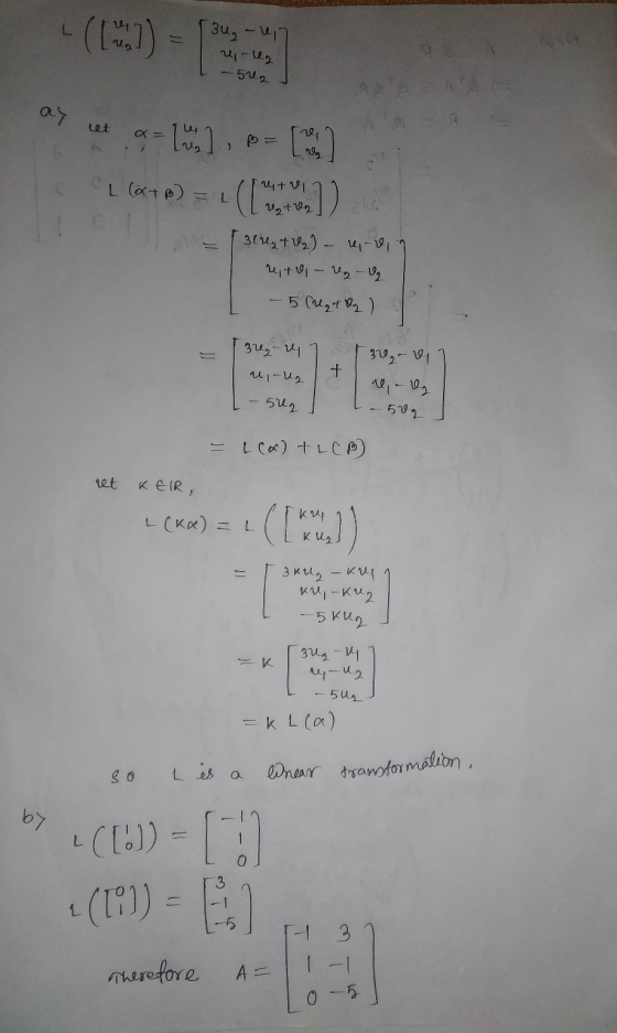 L is a Wnear transformation, L Зu, - u uu - 52 2 o7 let Ох — 9. L (O+B) - 1, 1, p= ( 11) [3tu, tv,) - и -191 uit 91 - V, - 19
