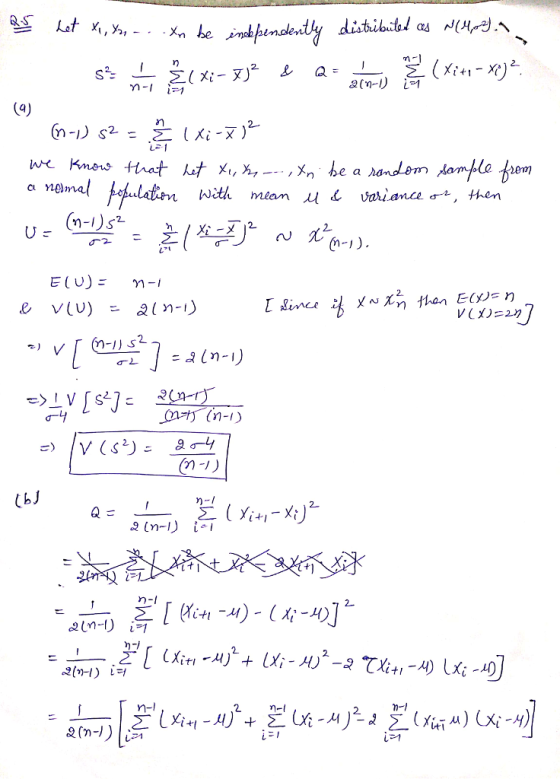 an a nelmal lWith mean u variance < *, then (n-I)s2 2. X, 2 m-l