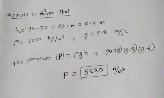 Answer :- Given lhoh 2 The press ure 5230