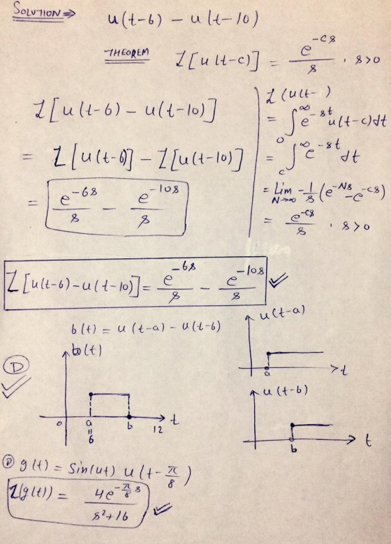 SOLUTION u(t-6) - ul-10) -c8 e THEOREM 1 [ult-c)] 1 8 >0 8 L (ult ) st ult-cdt 2 [u(t-6)- ult-10) Zult-o] – Z[u(t-10) se jest