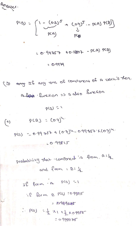 PCA any f any .one of cornponent of A 120ric..STeen c) probabi ity Ttat cornfOncak :s fom. A and om 999075.