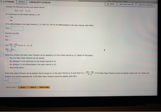 7. [-17 Points) DETAILS LARCALCET7 4.2.043.EP. Emal. Campbell, Outlook MY NOTES ASK YOUR TEACHER PRACTICE ANOTHER Consider th