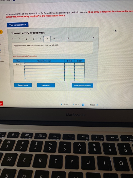 a. Journalize the above transactions for Scout Systems assuming a periodic system. (If no entry is required for a transaction