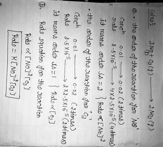 ... Solvo 200 + 02 (9) 2003 (9) @.. the order of the reaction your No coneh 0.01 - 0.02 (2 times) eraele 2.5X105_ > 4x2.5X1