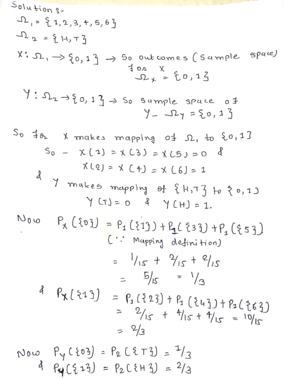 oluton3- 1,2,3, +, 5,6 3 , î → So out comes Csample space) So· X Πι to £0,1] makes mapping CMappin dedini tion) 2