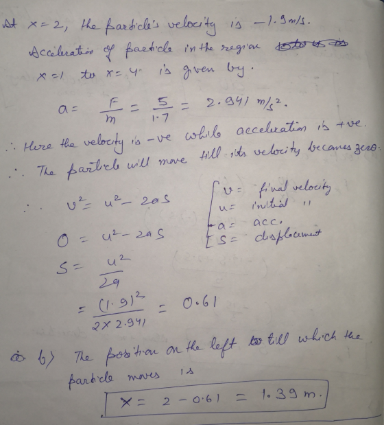 t x2, He pardiclas velocit 1-5m/s. Acabratin y faedcls in the regr au dto 2.44/ m/2 a= m 1-7 .Here tha velocty ts-re ohil ac