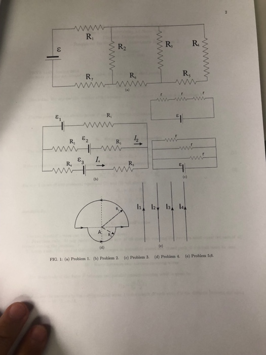 R, R, R R2 R, R, R, R, e, R, FIG. I: (a) Problem 1. (b) Problem 2. (c) Problem 3. (d) Problem 4. (e) Problem 5,6.