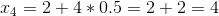 04 = 2+4*0.5 = 2 + 2 = 4