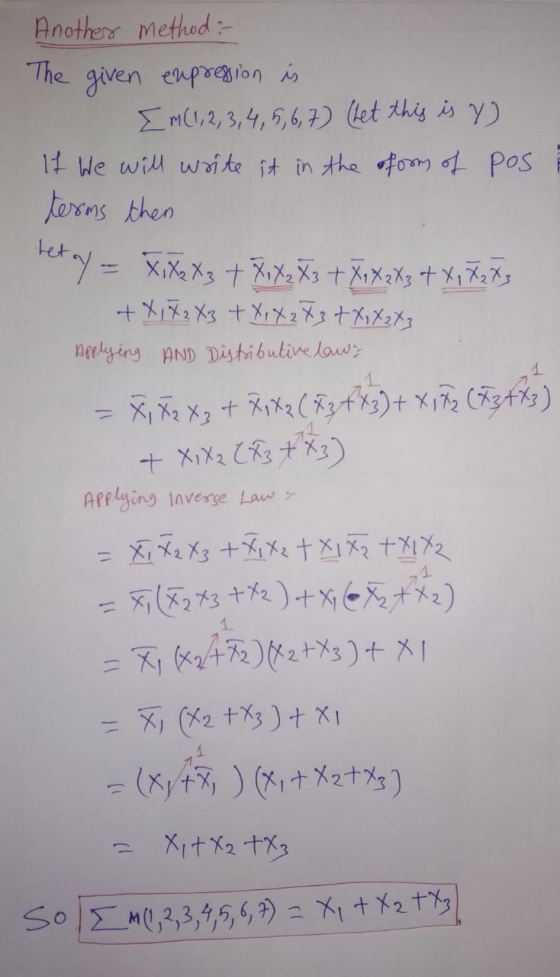 Another method: The given expression is Em(1, 2, 3, 4, 5, 6, 7) (Let this is y If We will write ist in the oforms of pos term