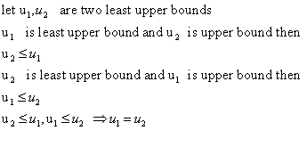 let uj,u^ are two least upper bounds uj is least upper bound and u2 is upper bound then is least upper bound and ui s upper b