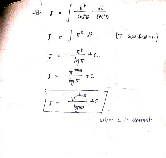I altidtil caso. fed =1.] Is 7€ +C. loq TT Is are to - Where c is constant