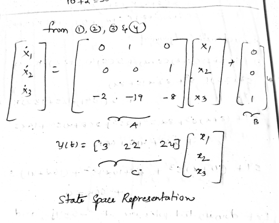 Toto-JU from 0, 0, $@ 0) / SE34 L MADAM Ylt) = (3 2222] [217 State Space Representation