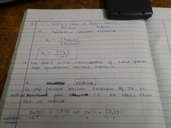 Zno(si + colgl - Zn(s) + CO₂(9) Reactante Producte Equilibrium constant expression a. = [ Producte] [ Reactante] [CO2 [co] do