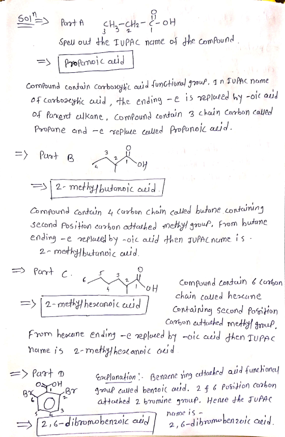 Soll Part A CH₂=CH2-ELOH Spell out the IUPAC name of the compound. => i propanoic acid Compound contain Carboxylic acid funct