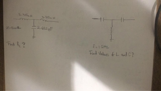 3.3150H 3.315 H Z-Boul - 2.652, F And he ? f = 1 GHZ Find Values of L and C?