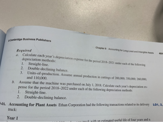 Cambridge Business Publishers Chapter 9 Accounting for Long-lived and Intangible Asses 451 Required Calculate each years dep