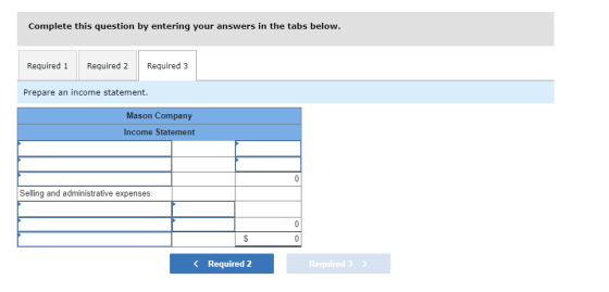 Complete this question by entering your answers in the tabs below. Required 1 Required 2 Required 3 Prepare an income stateme