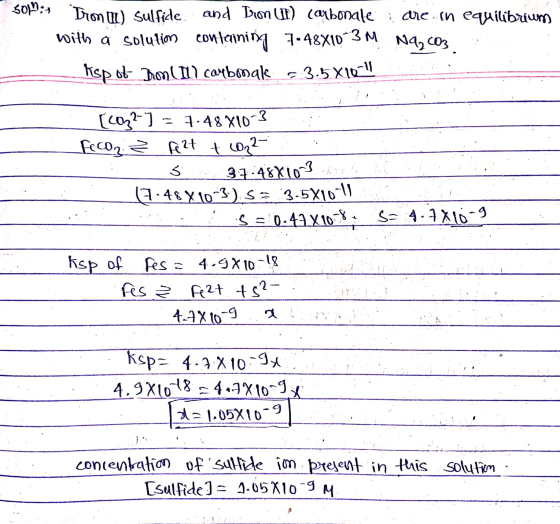 501:1 Dron muj Sulfide and Dron (I) Carbonale with a solution containing 7-48X10*3M rispot Bm( Ill coyboak 23.5X165 are. In