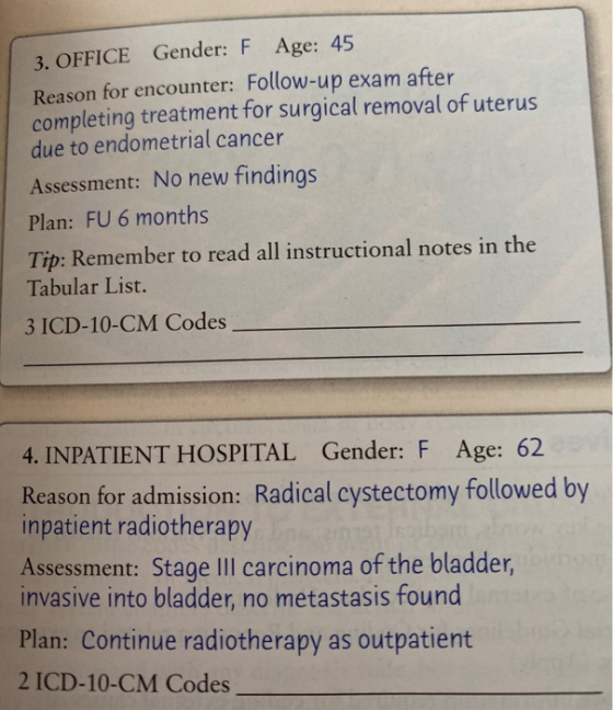 3. OFFICE Gender: F Age: 45 Reason for encounter: Follow-up exam after completing treatment for surgical removal of uterus du