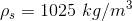 \rho_s =1025\ kg/m^3