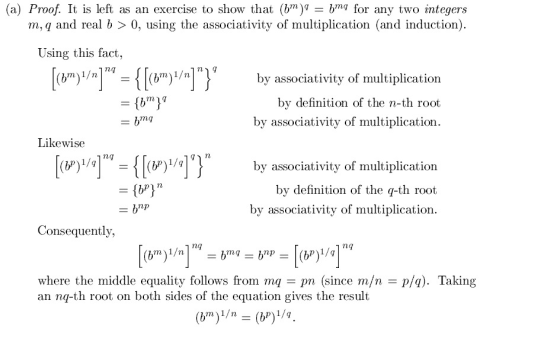 (a) Proof. It is left as an exercise to show that (b)? - bmg for any two integers m,q and real b > 0, using the associativit