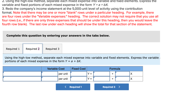Redo The Company s Income Statement At The 5 000 unit Level Of Activity 