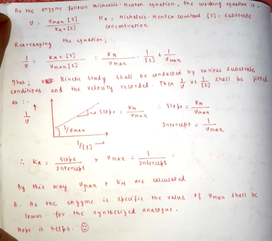 eine uyakon ( ). equation As the enzyme follows equation, the working Micheals - Menten [1] = substrate v. uman [s] KM = Mich