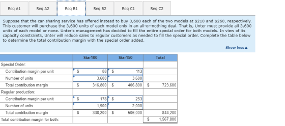 Req A1 Reg A2 Reg B1 Req B2 Reg C1 Reg C2 Suppose that the car-sharing service has offered instead to buy 3,600 each of the t