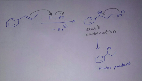 0 Br H - Br Br stable carbocation - Br major product