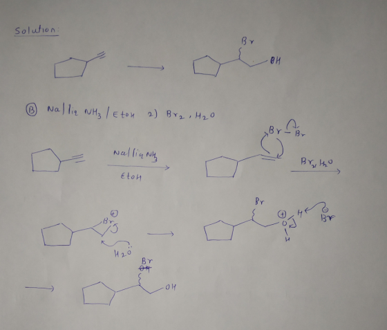 solution: -OH ® Nalliq NH₃ | Eton 2) Brg, H2O Nalliant Broth éton Br